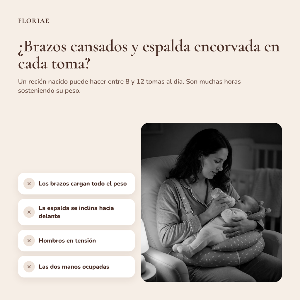 ¿Brazos cansados y espalda encorvada en cada toma? Un recién nacido puede hacer entre 8 y 12 tomas al día